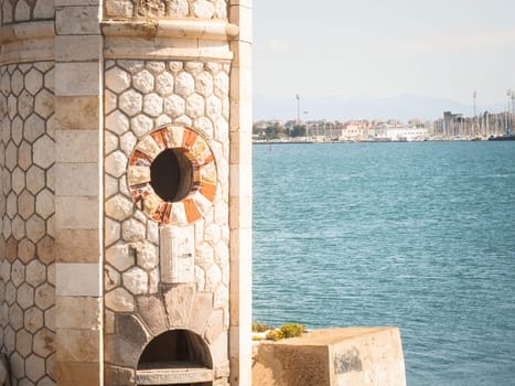 Old light signal port in west pier cagliari
