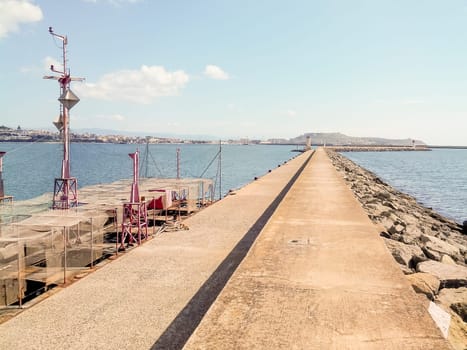 West pier in Cagliari Harbor .- Sardinia.