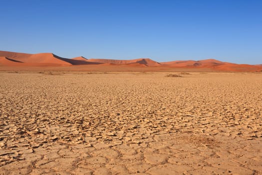 Panorama of red dunes from Sossusvlei Namibia