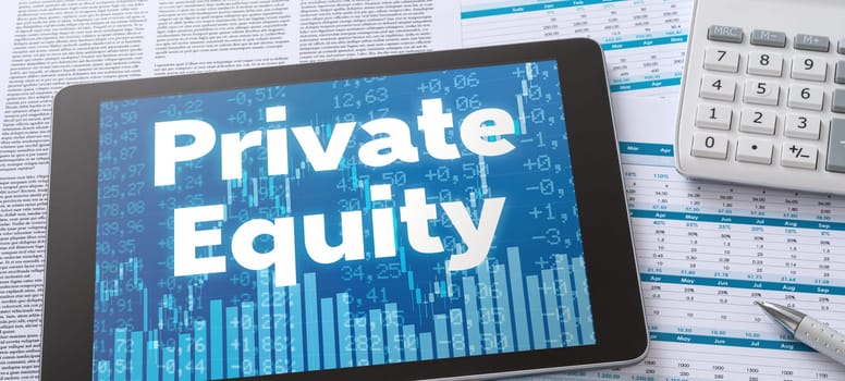 A tablet with financial documents - Private Equity