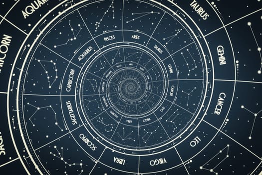 Droste effect background. Abstract design for concepts related to astrology, fantasy, time and magic.