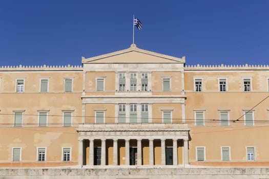 The Hellenic Parliament building in Athens, Greece