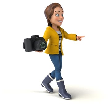 Fun 3D illustration of a cartoon teenage girl
