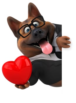 Fun german shepherd dog - 3D Illustration