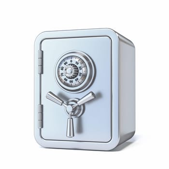 Locked steel safe 3D rendering illustration isolated on white background
