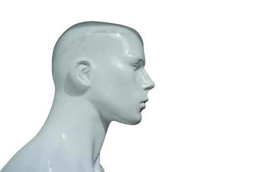 White mannequin bust profile. Isolated over white background
