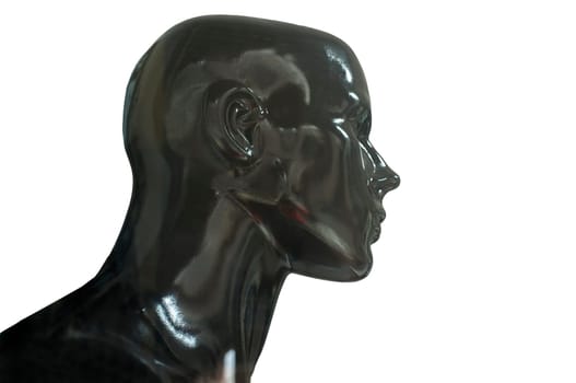 Black mannequin bust profile. Isolated over white background