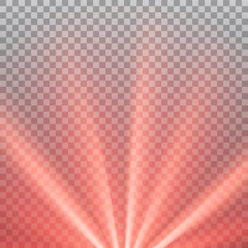 Red colored rays with color spectrum flare. Abstract glaring effect with transparency. Vector illustration