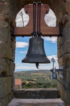 Aceituna church bell, rural village in Algon Valley. Caceres, Extremadura, Spain