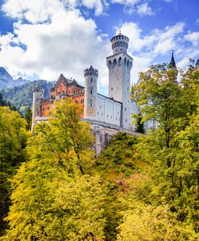 View of the Neuschwanstein Castle in Bavaria