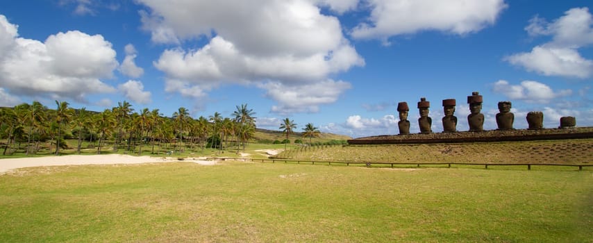 Moai at Ahu Tongariki, Easter island, Chile
