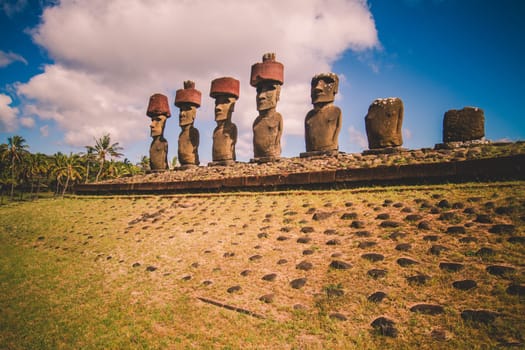 Moai at Ahu Tongariki, Easter island, Chile