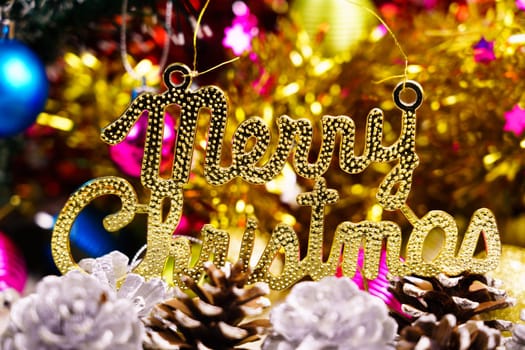 Merry Christmas and happy new year concept, christmas decoration ornament winter with pine cones