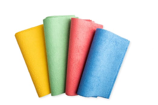 Folded microfiber cloth isolated on white