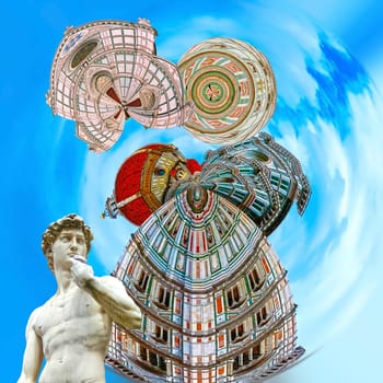 Collage of landmarks of Florence, Italy. Basilica of Santa Maria del Fiore or Basilica of Saint Mary of the Flower in Florence, Italy
