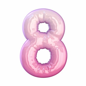 Pink latex glossy font Number 8 EIGHT  3D rendering illustration isolated on white background