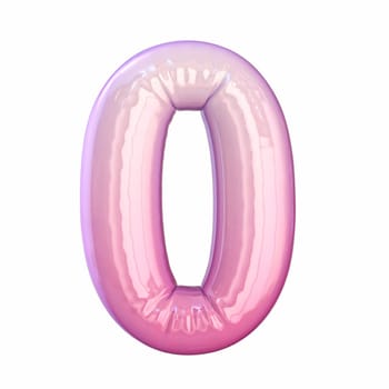 Pink latex glossy font Number 0 ZERO 3D rendering illustration isolated on white background
