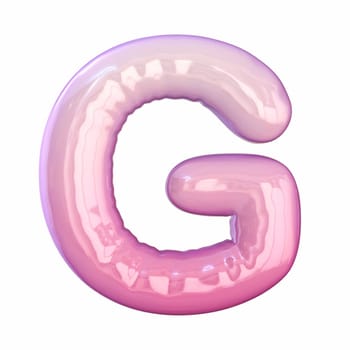 Pink latex glossy font Letter G 3D rendering illustration isolated on white background