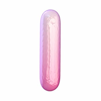 Pink latex glossy font Letter I 3D rendering illustration isolated on white background