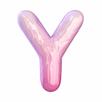 Pink latex glossy font Letter Y 3D rendering illustration isolated on white background