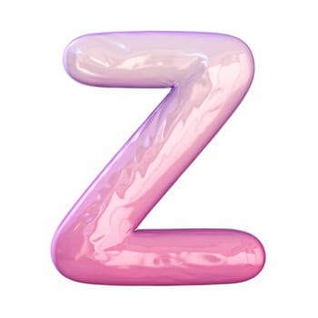 Pink latex glossy font Letter Z 3D rendering illustration isolated on white background