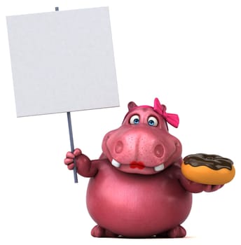 Pink Hippo - 3D Illustration
