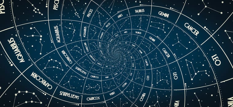 Droste effect background. Abstract design for concepts related to astrology, fantasy, time and magic.