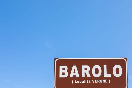 Barolo village road sign, Unesco site - Italy