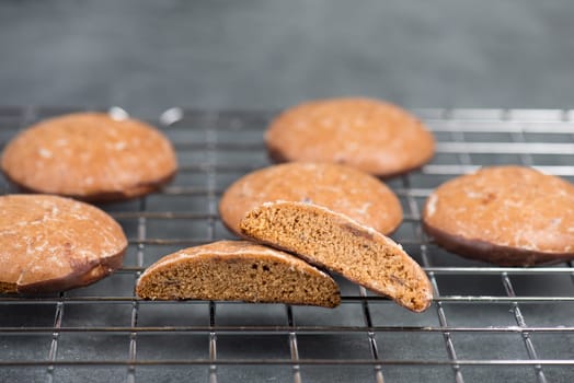 Nurnberg elisen gingerbread, traditional german christmas sweets, choated with dark chocolate