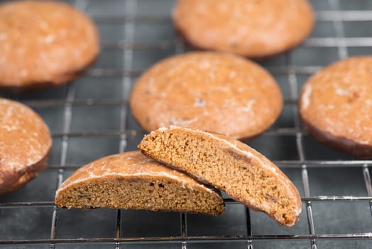 Nurnberg elisen gingerbread, traditional german christmas sweets, choated with dark chocolate