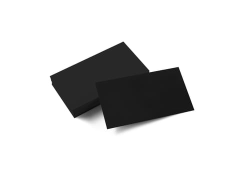 Blank black business cards isolated on white background. Clipping path. Template for ID.
