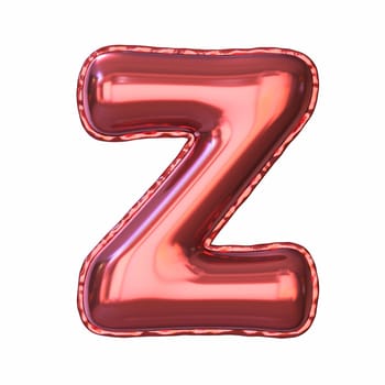 Red metallic balloon font Letter Z 3D rendering illustration isolated on white background