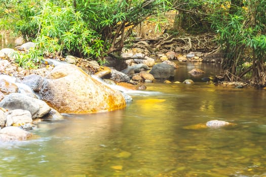 Jungle landscape with amazing stream at deep tropical rain forest. travel landscape and destinations Thailand South east asia