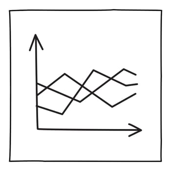 Doodle graph chart icon or logo, hand drawn with thin black line. Isolated on white background. Vector illustration
