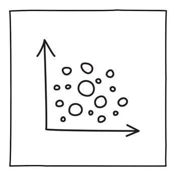 Doodle graph chart icon or logo, hand drawn with thin black line. Isolated on white background. Vector illustration