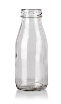 The Empty transparent bottle isolated on the white background