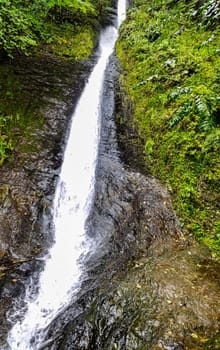 Whitelady waterfall in rain - Lydford, Dartmoor National Park, Devon, United Kingdom