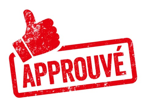 Red stamp with thumb - Approved in french - Apprové