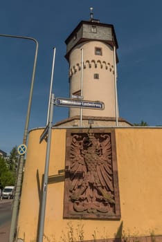 View of the Sachsenhausen watchtower in Frankfurt, Germany