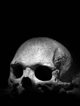 Skull of the person isolated on black background