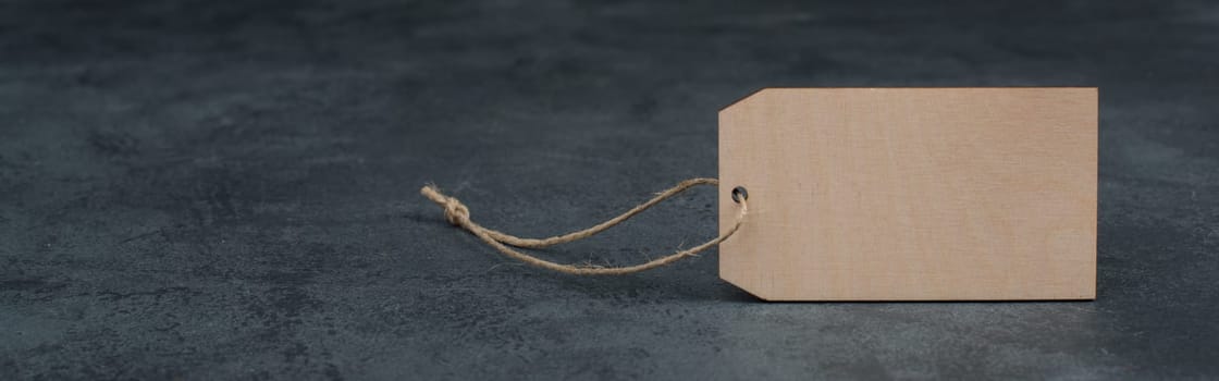 Empty wooden tag, copy space for text