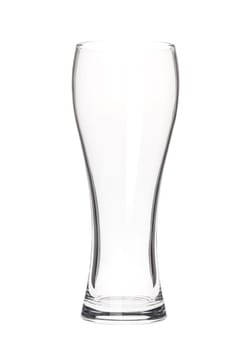 Empty tall beer glass isolated on white