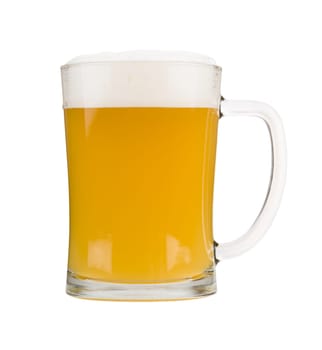 Mug filled with white beer, isolated on white
