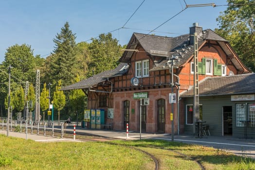 Tram stop of the former Waldbahn in Neu Isenburg, Germany