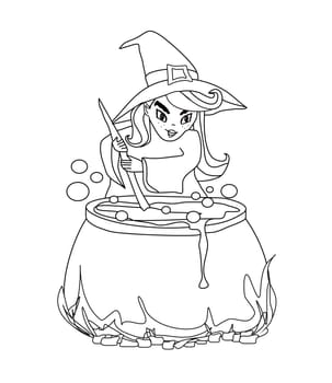 Halloween witch preparing potion
