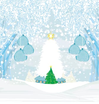 abstract card with a winter holiday landscape