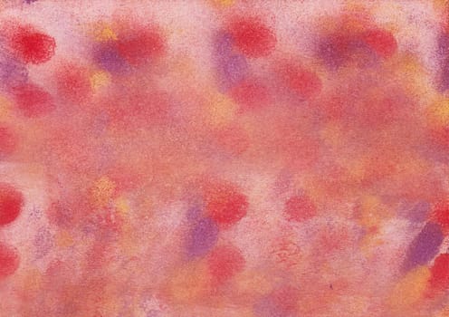 Watercolor painting in red, yellow and violet which had painted with a foam rubber roller
