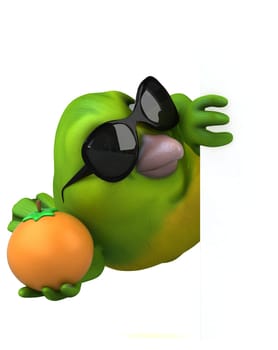 Fun green bird - 3D Illustration