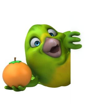 Fun green bird - 3D Illustration