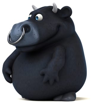 Fun black bull - 3D Illustration